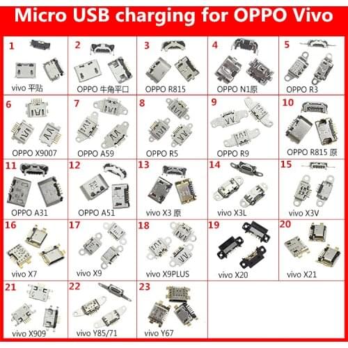 For oppo R815 N1 R3 x9007 A59 R5 R9 A51 A31 VIVO X3L X7 X9 Y67 X20 Y85 X909 X9plu Micro USB Jack Charging Socket Power Connector