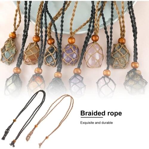 Adjustable Necklace Cord Empty Stone Holder Wax Rope DIY Necklace Natural Quartz Crystal Pendant Stone Holder For Jewelry Making