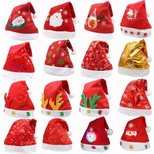 Christmas Ornaments Decoration Christmas Hats Adult Child Cute Santa Claus Reindeer Caps Xmas Holiday Party Decoratives Supplies