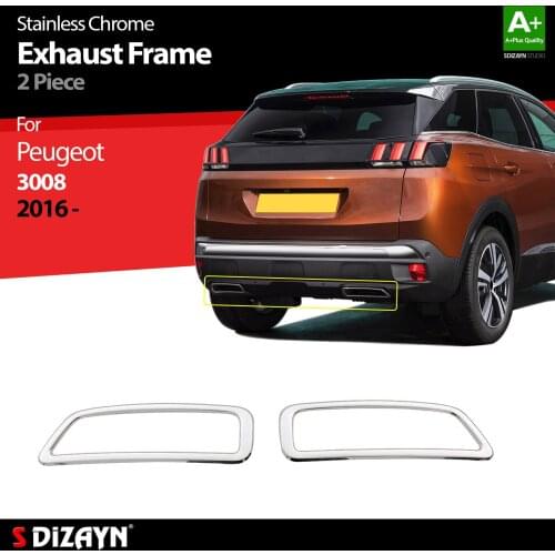 For Peugeot 3008 Chrome Exhaust Frame Stainless Steel 2 Pcs Exterior Car Accessories Parts Auto Products Stickers Styling