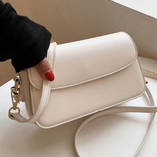 Solid Color PU Leather Shoulder Crossbody Bags For Women 2021 Womens Designer Small Simple Handbag Female Travel Messenger Bag