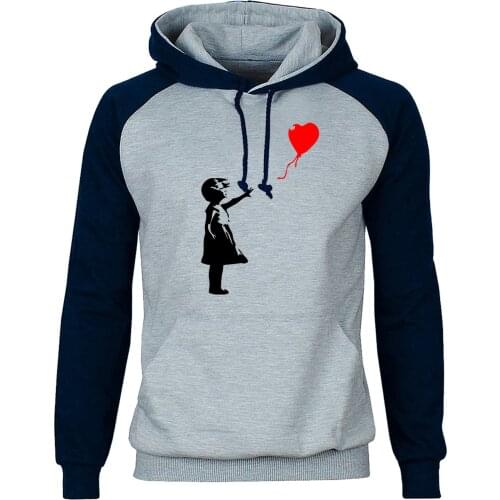 World Peace Hoodies Sweatshirts Men Kcco Balloon Girl Banksy Love Raglan Hooded Sweatshirt Hoodie Winter Autumn Warm Streetwear