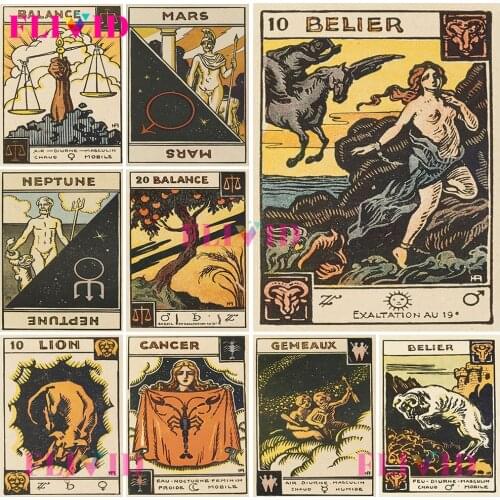 Vintage Divination Demon Retro Tarot Nordic Poster Wall Pictures For Living Room Wall Art Canvas Painting Home Decor Unframed