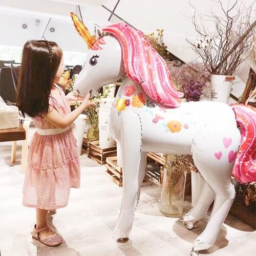 3.8ft Tall Unicorn 3D Animal Foil Balloons Baby Shower Party DecorationsGirls Happy Birthday Decor Kids Supplies Helium Globos