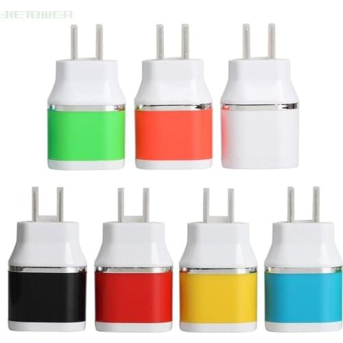 100pcs/lot 2Port Colorful Dual Double 5V 2A EU US Plug USB Power AC Wall Charger Travel Adapter for Iphone Smart Phones Tablet