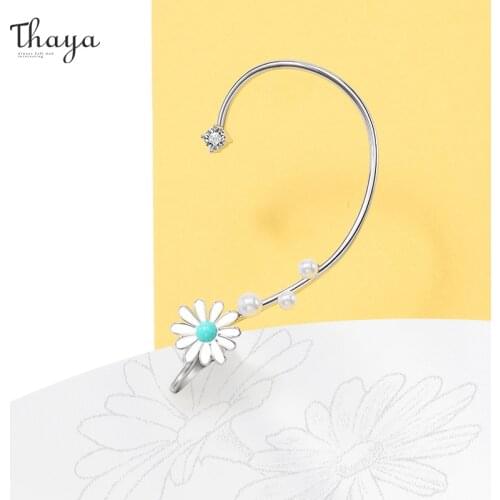 Thaya Women Earring 925 Silver Color Blossom Earring Pendant Earring White Beads Flower Pendientes Accessories Elegant Jewelry