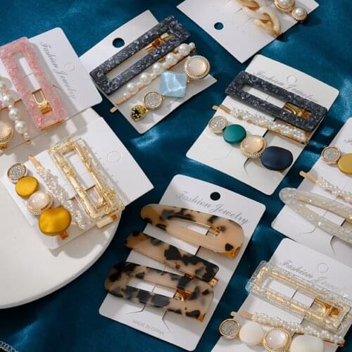 New Hair Accessories Sets Acetate Barrettes Pearl Hairpin For Women Fashion Sweet Hair Clips for Girls 2021 Trend Headwear Gifts