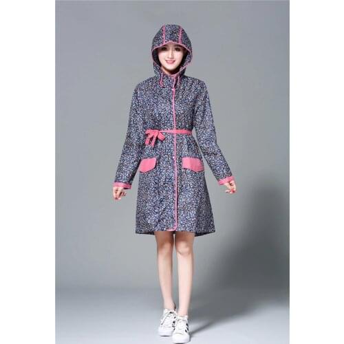 Thin flower long Raincoats women poncho waterproof,Outdoors Rain Ponchos Coat Jackets Female Chubasqueros Muje with belt
