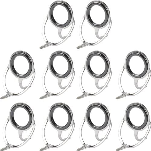 Hot Sell 10pcs Ceramic Ring Eyes Fishing Rod Guide Free Stainless Steel Frame Fishing Tools