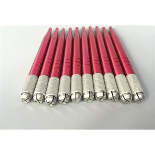 100Pcs 3D Eyebrow Microblading Pen Eyebrow Tattoo Machine Permanent Makeup Manual Microblading Pen Red Colors