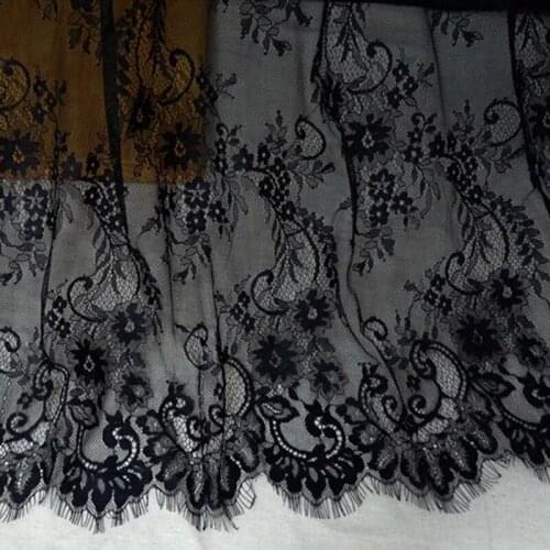 150cm x 300cm / Lot French Eyelash Lace Fabric 150cm White Black Diy Exquisite Lace Embroidery Clothes Wedding Dress Accessories