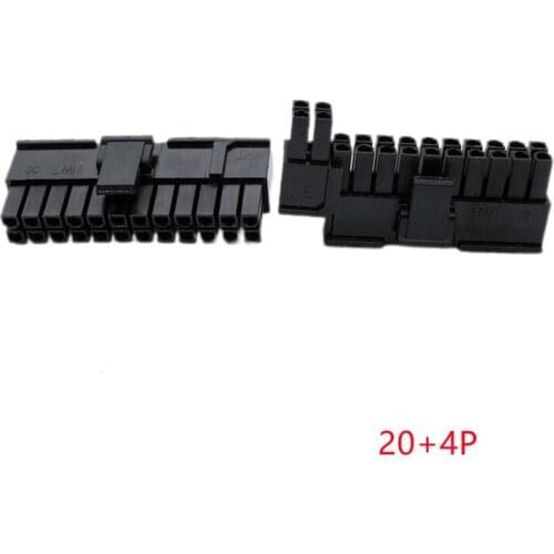 20PCS/1Lot 5557 4.2mm Black/ 20+4P 24PIN Male Plug Plastic Shell For PC Computer ATX Motherboard Power Connector Housing