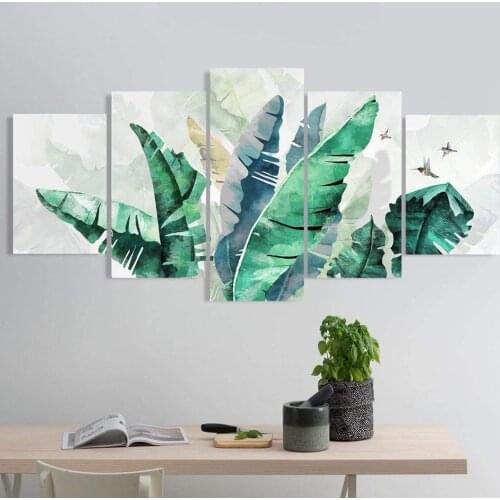 5 pcs Tropical Palm Leaf Banana Leaf Diamond Painting Cross Stitch Full Square Diamond Embroidery Mosaic Multi-picture A762