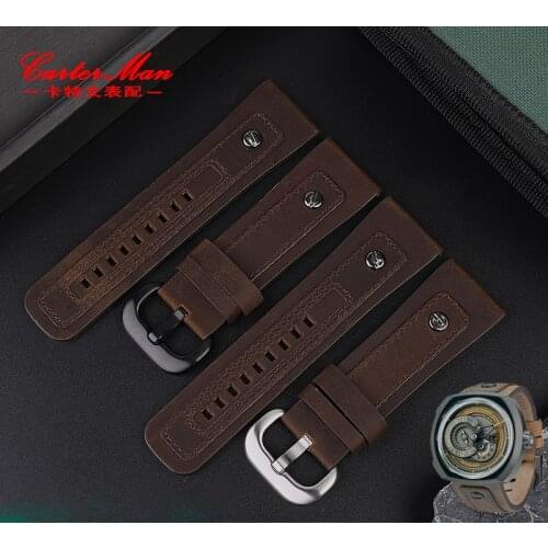 Leather watch belt for 7 F-riday watch with leather watchband seven q2/03 series Large Dial Mens watch strap 28mm pin buckle