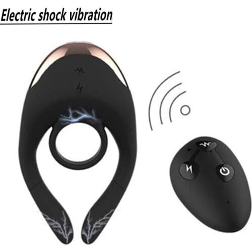 Electro Shock Penis Ring Vibrator Adult Erotic toy Male Delay Ejaculation Chastity Cock Ring Dildos Vibration Sex Toy for Couple