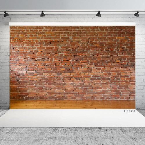 Brick Wall Wooden Floor Photo Backdrop Computer Printed Background for Pets Children Portrait Baby Photoshoot Photography Props