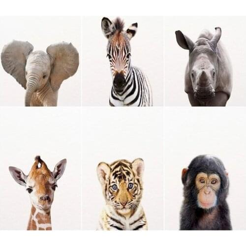 GATYZTORY Tiger And Prints Elephant Giraffe DIY Painting By Numbers Acrylic Colorful Animals Hand Painted Oil Paint By Numbers