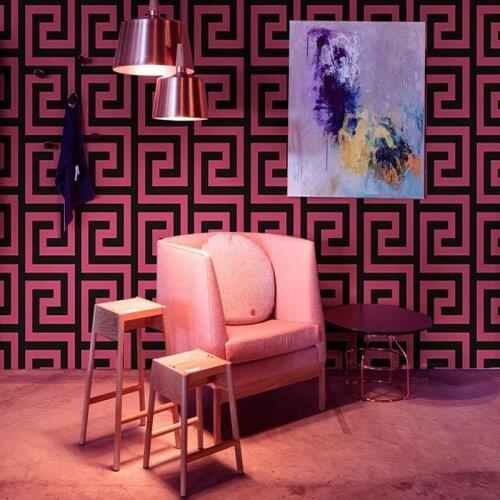 Geometric Wall Papers Black Grey Luxury Satin Effect Large Greek Key Wallpaper Living Room Background Decor