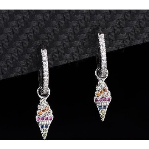 Hot Explosion Models In Europe And The United States New S925 Sterling Silver Color Diamond Earrings Female Ice Cream Sorbet