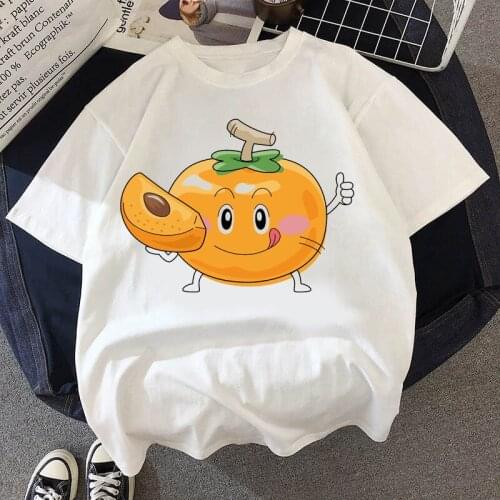 Harajuku Funny Cartoon Persimmon T Shirt Women Ullzang Streetwear T-shirt Fashion 90s Anime Tshirt Casual Top Tees Female