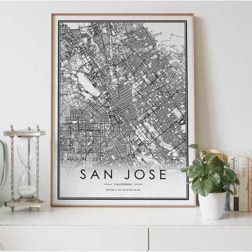 SAN JOSE city map Nordic Living Room Decoration Canvas Poster Modern Home Decor Art Print Painting