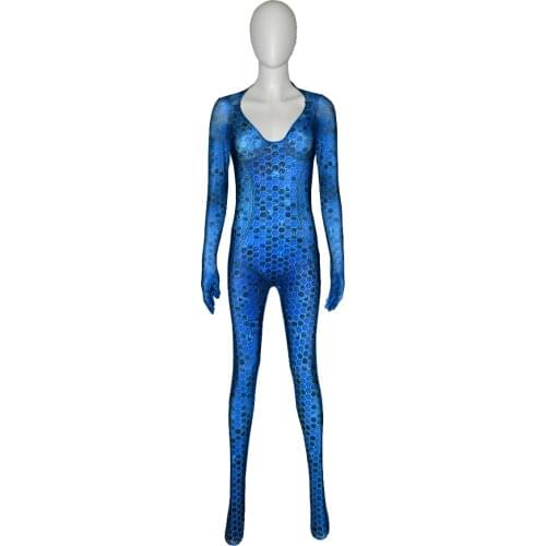 New Mera Queen Cosplay Costume Zentai Catsuits 3D Print Superhero Halloween Bodysuit Suit Jumpsuits