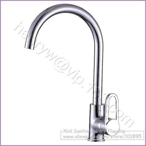 L16383 - Luxury Deck Mounted Chrome Color Brass Material Single Lever Kitchen Mixer Tap