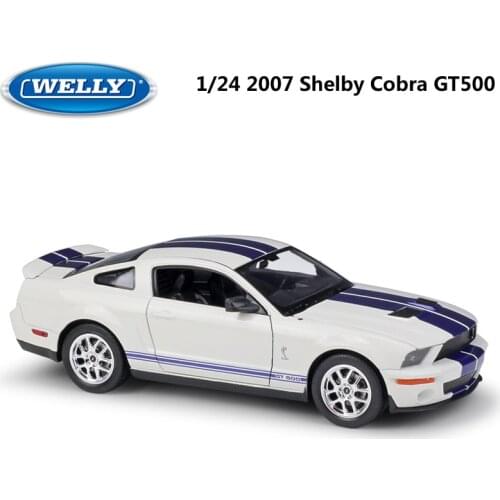 WELLY Diecast 1:24 Street Racing Car Metal 2007 Shelby Cobra GT500 Model Toy Car Alloy Sports Car For Kids Decoration Collection