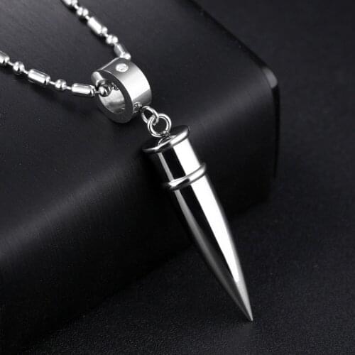 Wholesale Drill-CZ Mens Stainless Steel Bullet Pendant Link Chain Necklace For Unisexs Jewelry Accessories Statement Necklaces