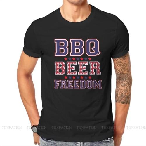 Crewneck TShirts BBQ BEER FREEDOM Personalize Mens T Shirt Funny Tops 6XL