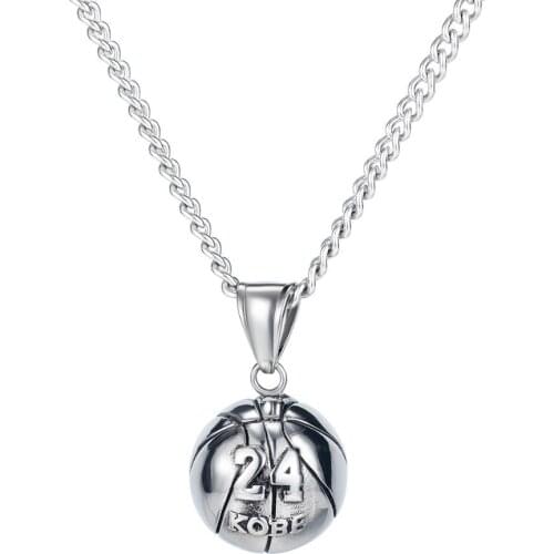 Punk Number 24 Basketball Necklaces Men Fashion Stainless Steel Hip Hop Jewelry Accessories Mens Pendants Necklaces Wholesale