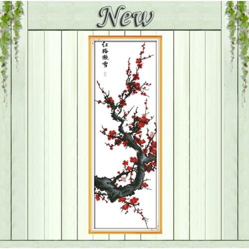 The plum tree bloom in snow home DIY painting counted print on canvas DMC 11CT 14CT kits Cross Stitch embroidery needlework Sets