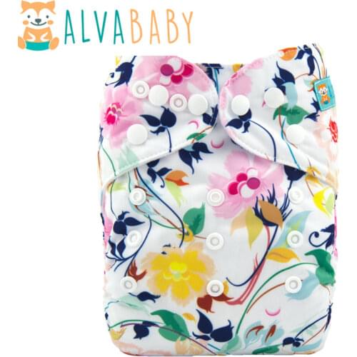 New Arrival Alvababy Washable Cloth Nappy Double Row Snaps Reusable Diaper with Microfiber Insert