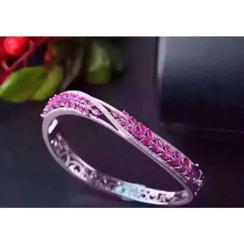 Best GIFT For your WIFE Ruby bangle Free shipping Real and natural ruby 925 sterling silver 0.15ct*38pcs gemstone