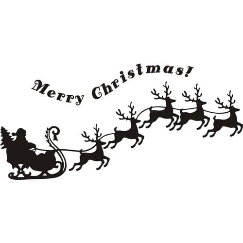 Merry Christmas Father Christmas Reindeer Wall sticker Vinyl Wall Stickers Homer Decor White color 25x57cm
