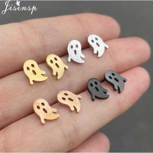 2021 Stainless Steel Earring Punk Black Ghost Stud Earrings Women Men Hip Hop Skull Smiling Face Earing Girls Hallowmas Jewelry