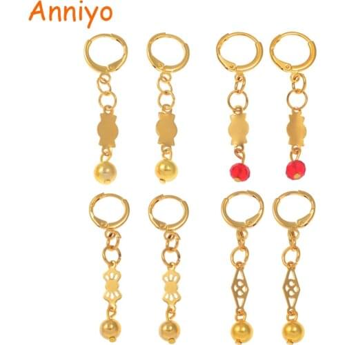Anniyo Ball Bead Earrings for Women Girls Micronesia Marshall Beads Jewelry Gold Color Trendy Guam Hawaii Style #164106