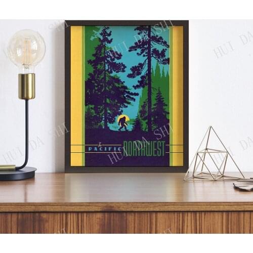 Pacific Northwest Print • Bigfoot Poster • Vintage NW Wall Art • Sasquatch Print • Vintage Northwest Washington State Oregon