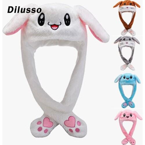 Fashion Cute Men And Women Hat Plush Embroidery Rabbit Ear Hat Wrap Warm Hat Cap Gorros Mujer Invierno Bonnet Satin Cheveux Nuit