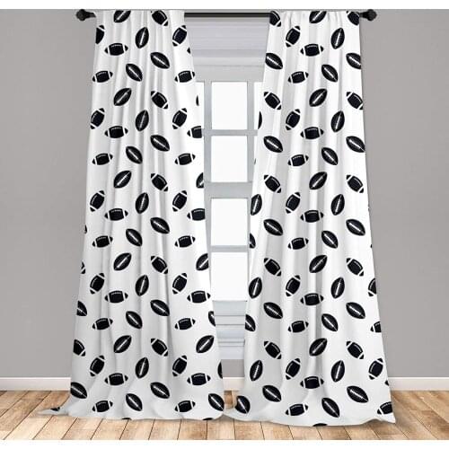 American Football Curtains Monochrome Rugby Balls US Culture Sports Play Window Treatments for Living Room Bedroom Decor