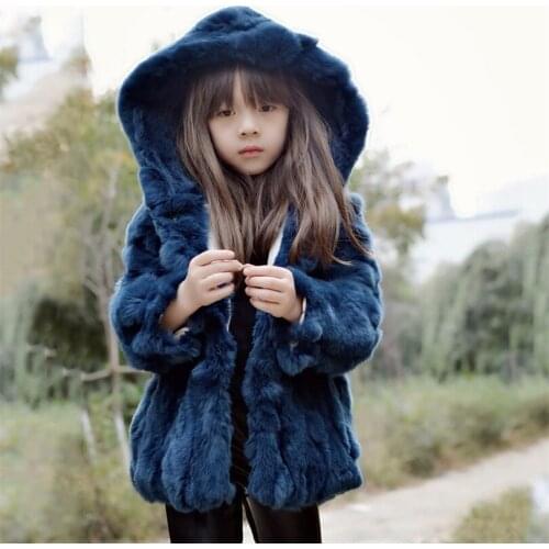 2017 Children Genuine Rabbit Fur Coat Outwear Kids Girls Winter Solid Color Natural 100% Rex Rabbit Fur Coat Jacket for Girls