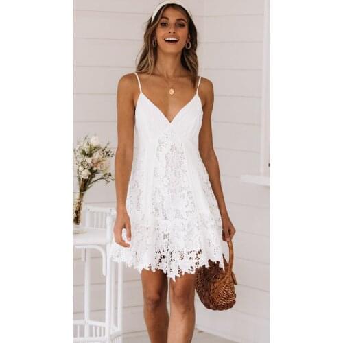 Stitching contrast lace sleeveless white dress Sling large hem dress thin Corset Stripe mini dress Slim Women Summer Party dress
