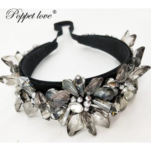 2019 luxury crystal Handmade gray new wedding hair accessories bride pearl crown / headdress wedding dress accessories