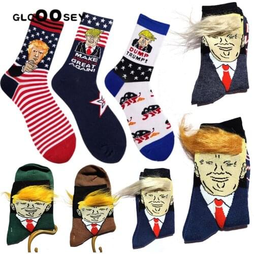 Trump Socks Funny Men Happy Casual Couple Unisex Socks America National Flag Stars stripes Cotton Socks for trump supporters