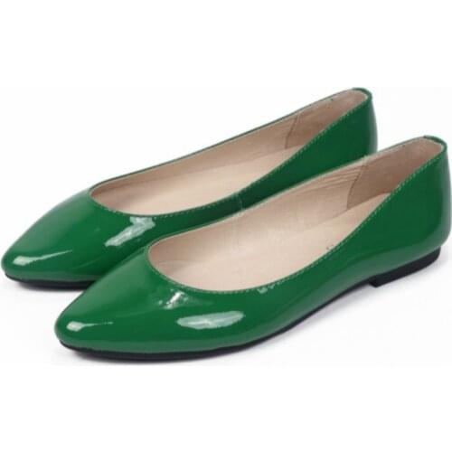 Ladies Soft Leather Flats Shoes Plain Round Toe Slip On Anti-Skip Cover Heel Wide Foot Plus Size 40 33 47 Flattie TPR Sole Pink