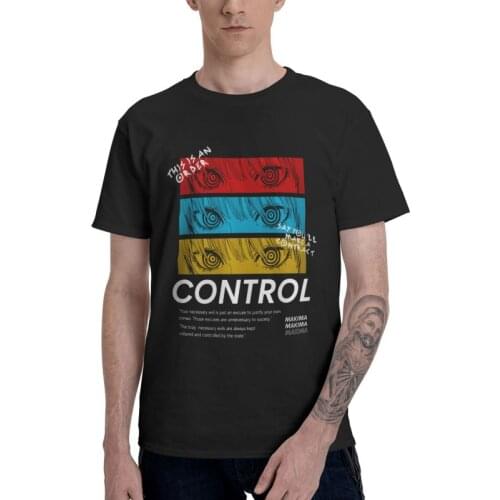 Control Makima T-shirt Men Harajuku T Shirt Short Sleeve 100% Cotton Chainsaw Man Japanese Manga Anime Denji Tshirt Unique Tees