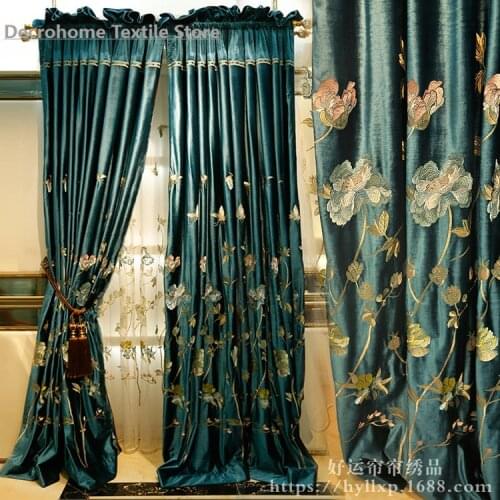 Modern Classical Air Luxury Flannel Butterfly Embroidery Curtains for Living Room Curtains for Bedroom Curtain Luxury Decoration