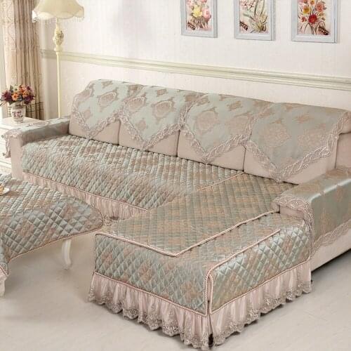 Green European Style Garden Sofa Cover Reliefs Flower Sofa Towel Slipcover Non-slip Cushion Backrest Sofa Set For Living Room 4
