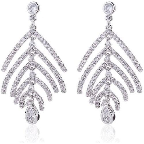 EYER Fashion Trendy Tassel Leaf Design High Quality Cubic Zircon Drop Earrings Weeding Party Dress up Elegant Jewelry For Women