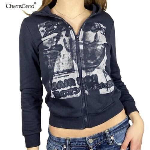 Women Hoodies With Zipper Pockets Vintage Graphic Y2k Aesthetic Coat Top Sweatshirts 2021 Spring Autumn Harajuku Hoodie Top